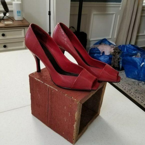 Rampage Red Peep Toe Pumps Size 10 - Picture 3 of 12